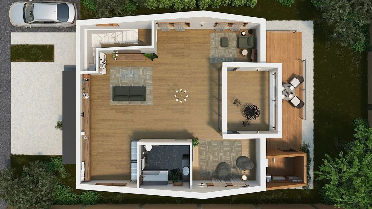 Plan mansarda ROA - Salon, Dormitor, Baie